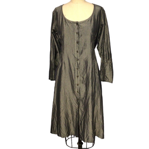 Krista Larson Artisanal Gray Silk Dress OS tie back